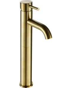 Vos Tall Single Lever Basin Mixer Brushed Brass - Small Image