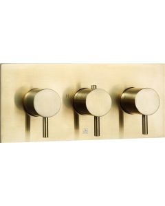 Vos 3 Outlet Thermo Conc Valve Horizontal Brushed Brass - Small Image