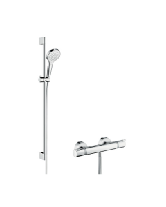 Croma Select S Shower system for exposed installation Vario with Ecostat Comfort thermostat and shower bar 90 cm