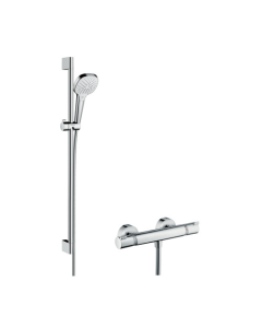 Croma Select E Shower system for exposed installation Vario with Ecostat Comfort thermostat and shower bar 90 cm