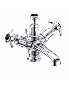 Burlington Anglesey 1H Basin Mixer With Puw With High/Low Centre - Black Indices Small Image
