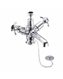 Burlington Qt Anglesey 1H Basin Mixer, Plug & Chain Waste, High/Low Centre - Black Indices Small Image