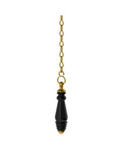 Lefroy Brooks Classic Black Ceramic Pull & Chain - Polished Brass - Small Image