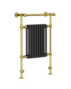 Lefroy Brooks Classic Towel Rail With Black Rad 95X67Cm D/F - Antique Gold - Small Image