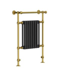 Lefroy Brooks Classic Towel Rail With Black Rad 95X67Cm D/F - Brushed Brass - Small Image
