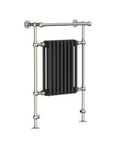 Lefroy Brooks Classic Towel Rail With Black Rad 95X67Cm - Brushed Nickel - Small Image