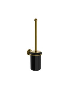 Lefroy Brooks Classic W/M Toilet Brush & Black Ceramic Holder - Polished Brass - Small Image