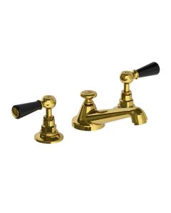 Lefroy Brooks Classic Black Lever 3 Hole Basin Mixer & Puw - Antique Gold - Small Image
