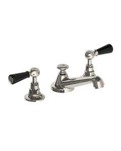 Lefroy Brooks Classic Black Lever 3 Hole Basin Mixer & Puw - Nickel - Small Image