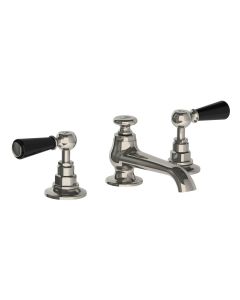 Lefroy Brooks Connaught Black Lever D/M 3 Hole Basin Mixer With Puw - Nickel - Small Image