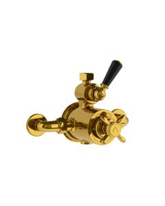 Lefroy Brooks Godolphin Black Lever Exp Dual Thermo Valve - Antique Gold - Small Image