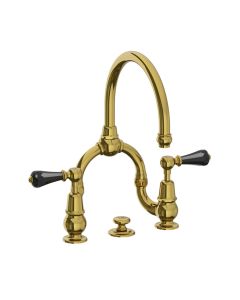 Lefroy Brooks La Chapelle Crystal Lever D/M Basin Bridge Mixer With Puw Ant Gold - Small Image