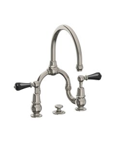 Lefroy Brooks La Chapelle Crystal Lever D/M Basin Bridge Mixer With Puw - Nickel - Small Image