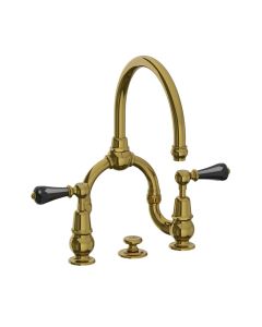 Lefroy Brooks La Chapelle Crystal Lever D/M Basin Bridge Mixer and Puw Pol Brass - Small Image