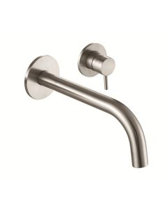 Inox Wall Mounted Basin mixer With 250mm Spout Stainless Steel - Small Image