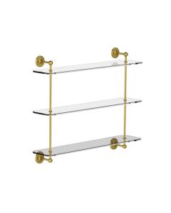 Lefroy Brooks Classic 3 Tier Glass Shelf - Antique Gold - Small Image