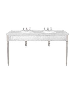 Lefroy Brooks Edwardian 170Cm Double Marble Console - White Cararra/Nickel - Small Image