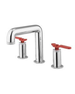 Union 3 Hole Deck Mounted Set Chrome Red Lever