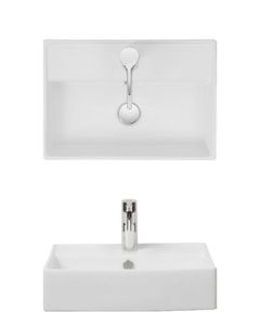 Turin Wall Mounted Basin 500 with Overflow - Small Image
