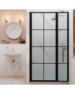 Frame Lite Shower Door Hinged to Inline Panel Clear Glass Left Hand - BK Small Image