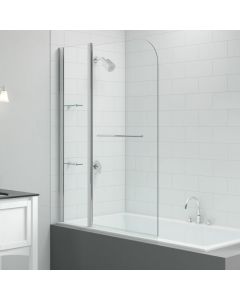 Merlyn Two Panel Curved Bath Screen with Rail 1500mm High x 1150mm Wide - 6mm Glass