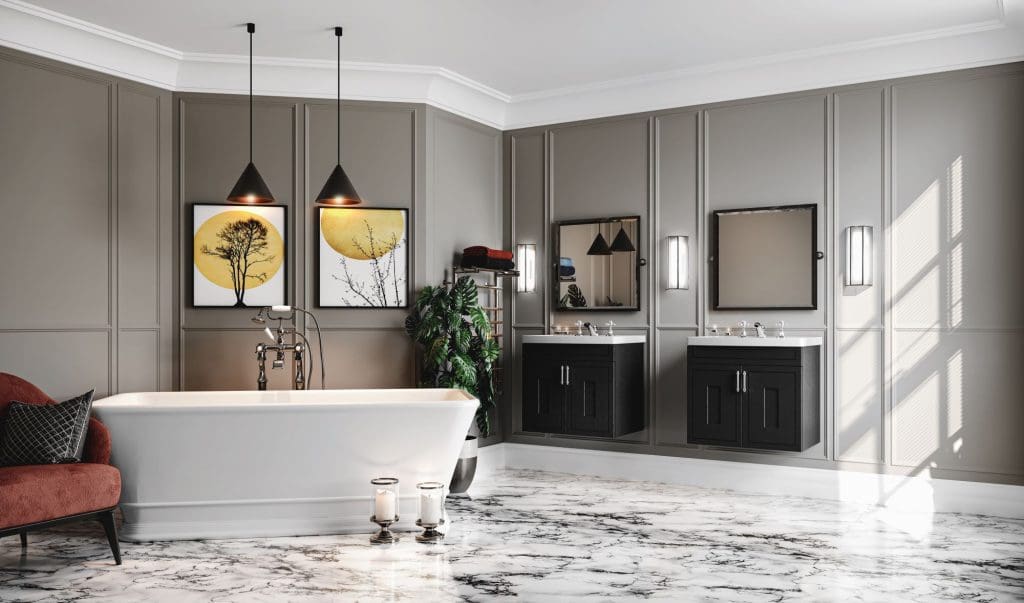 Fradley Radcliffe Medium Basin 2 Door Cameo Matt Black Grained | UK Bathroom Warehouse, Oxford